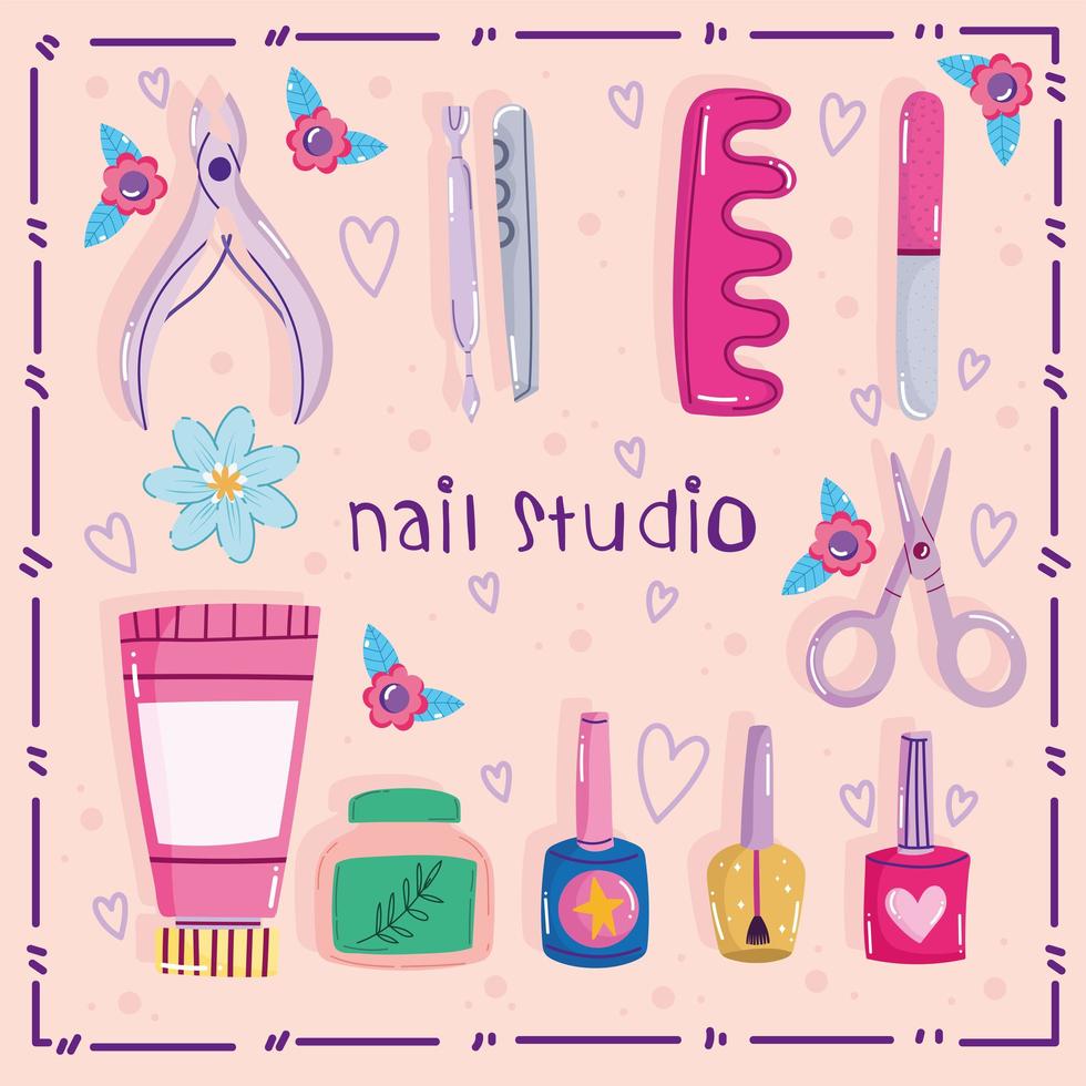 nail studio accessories vector