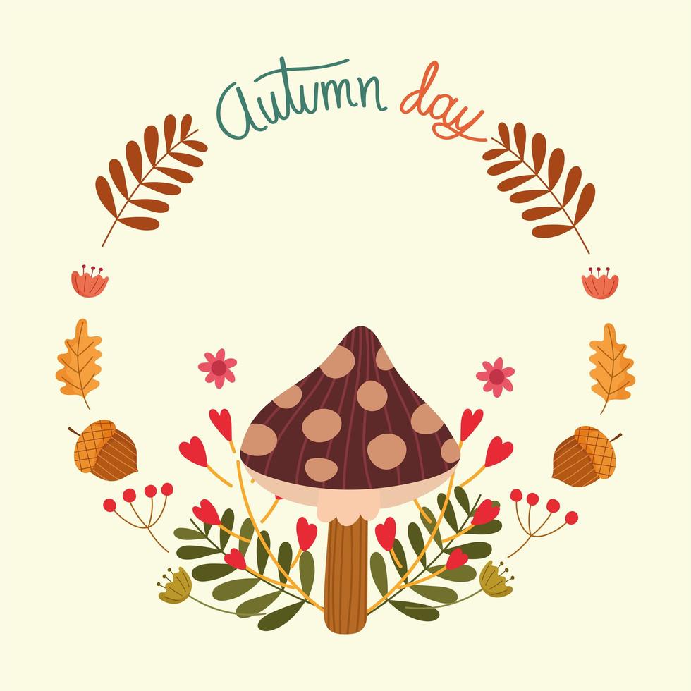 autumn day mushroom vector