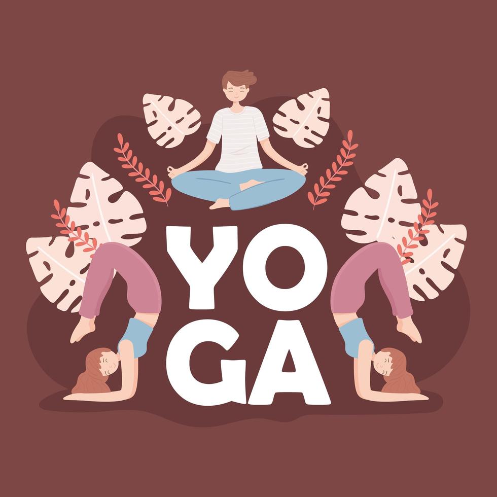 letras de yoga y personas vector