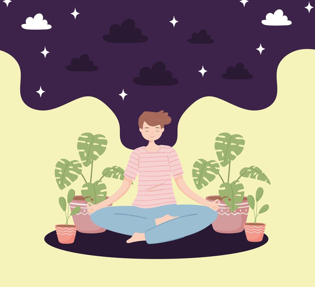 boy practicing yoga vector