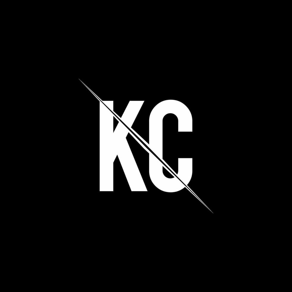 KC logo monogram with slash style design template vector