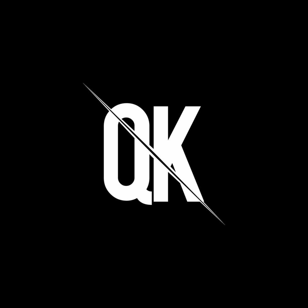 QK logo monogram with slash style design template vector