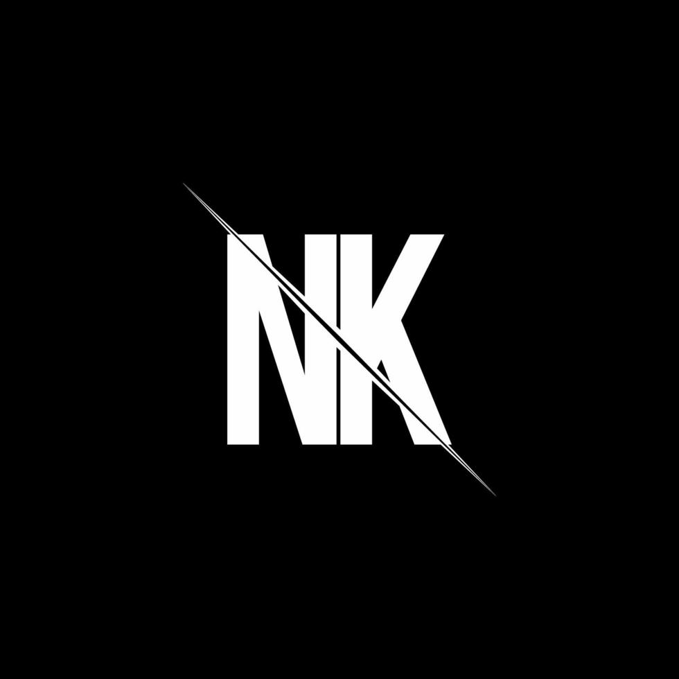 NK logo monogram with slash style design template vector