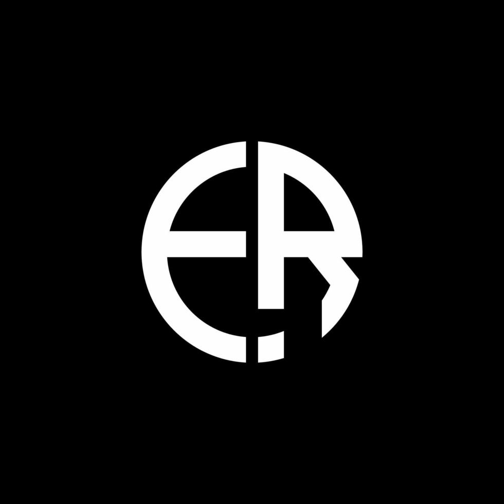 ER monogram logo circle ribbon style design template vector