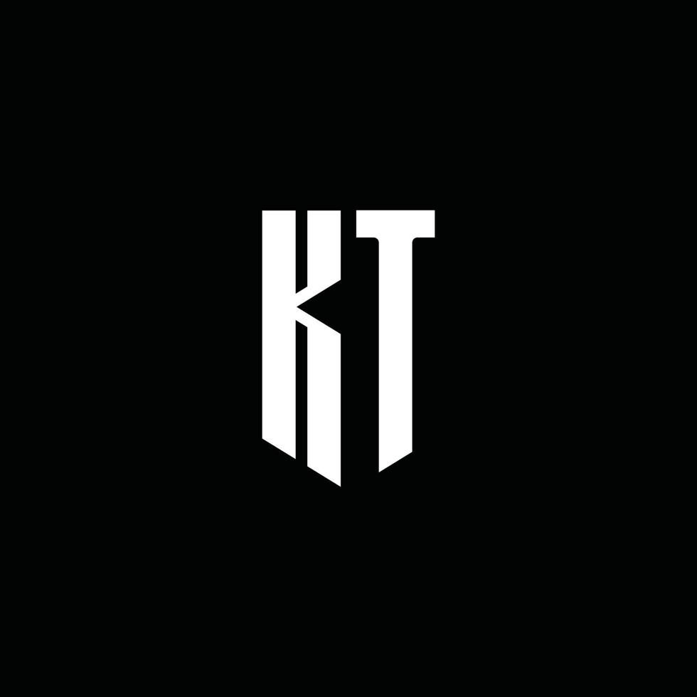 Kt logo monograma con estilo emblema aislado sobre fondo negro vector