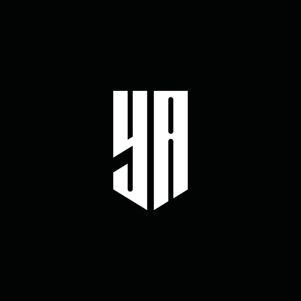 YA logo monogram with emblem style isolated on black background vector