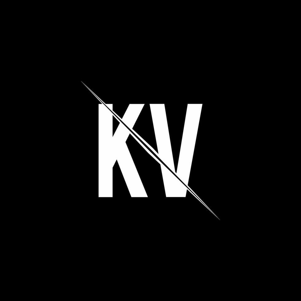 KV logo monogram with slash style design template vector