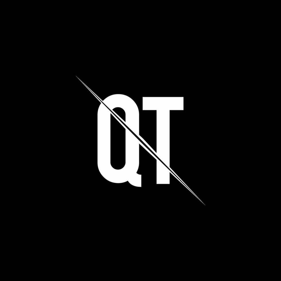 Qt logo monogram con plantilla de diseño de estilo de barra vector