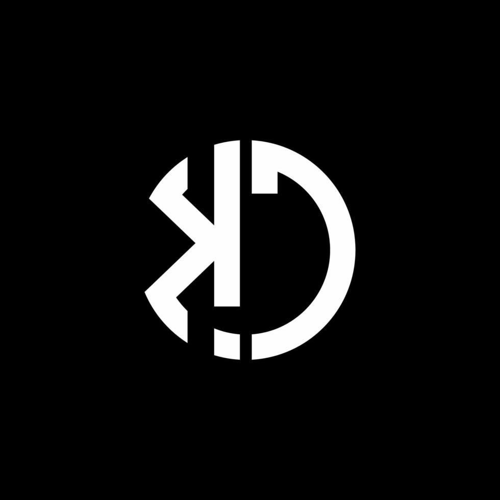 KC monogram logo circle ribbon style design template vector