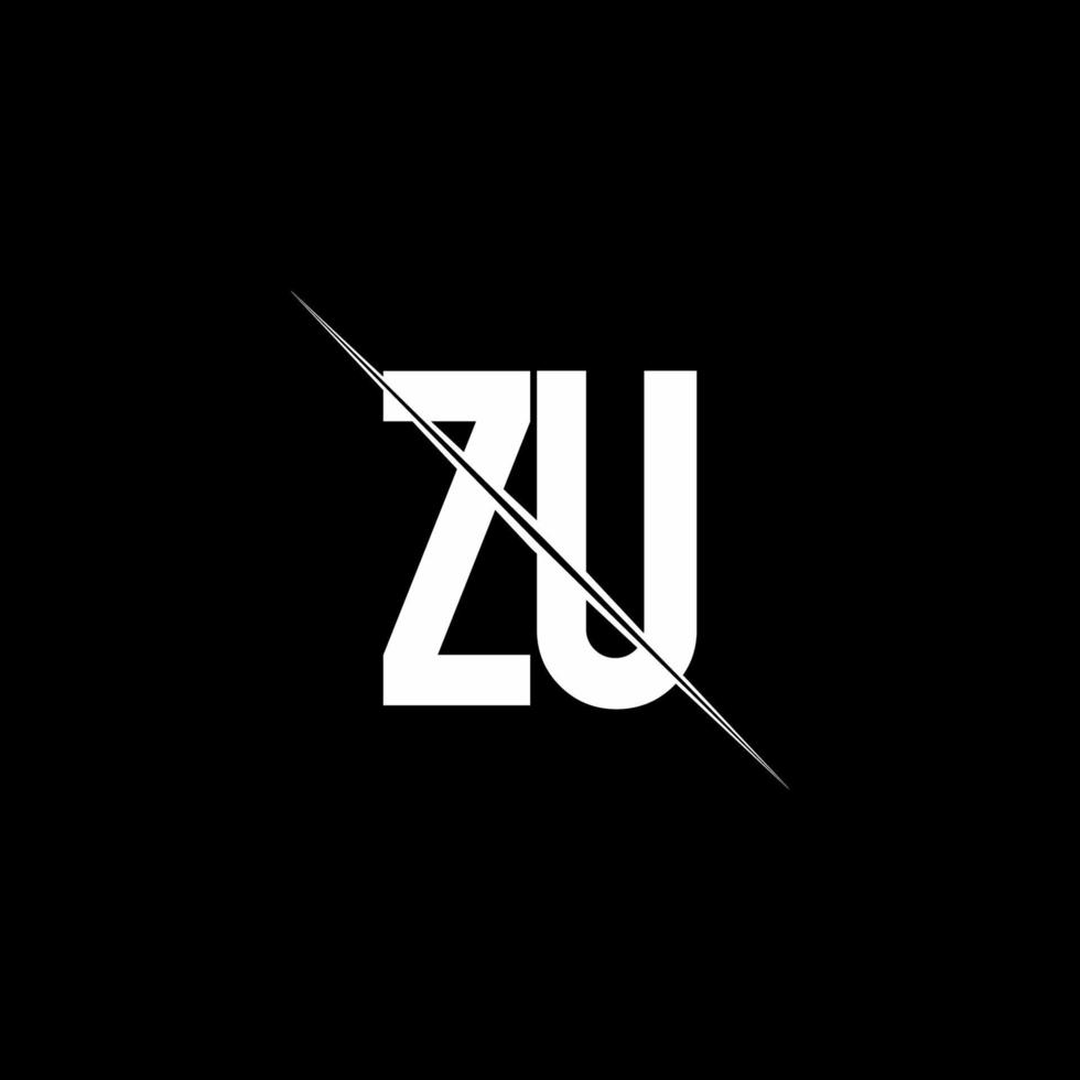 ZU logo monogram with slash style design template vector