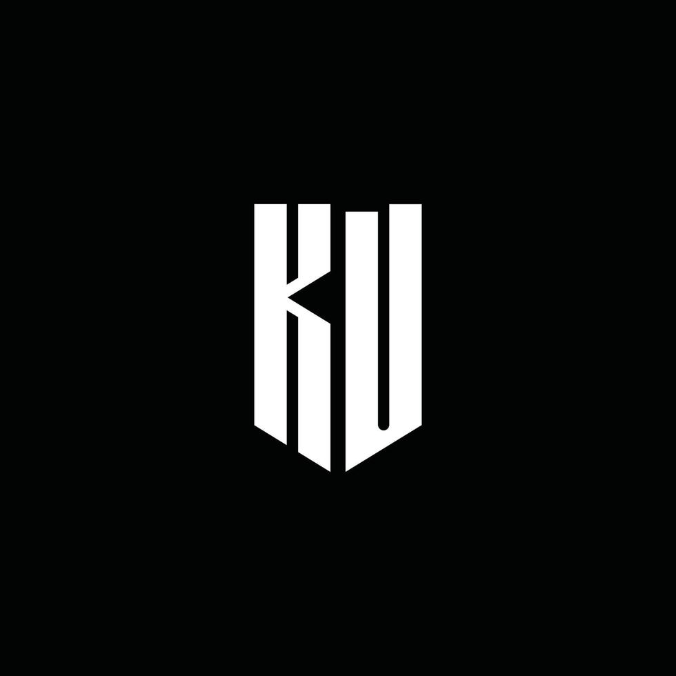 Monograma del logotipo de ku con estilo emblema aislado sobre fondo negro vector