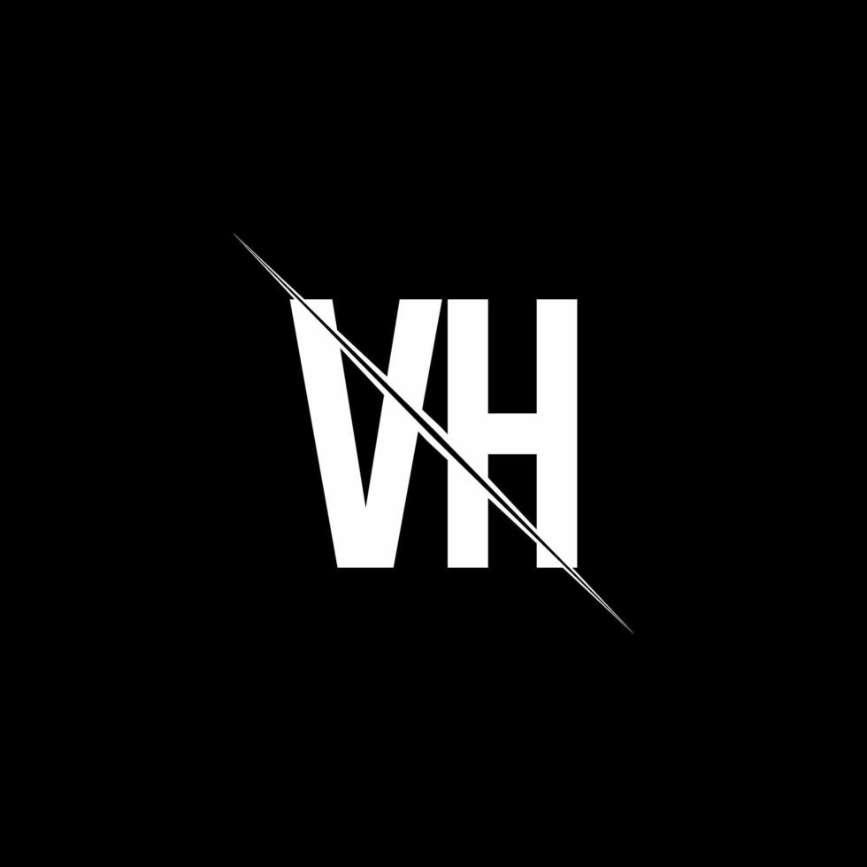 VH logo monogram with slash style design template vector
