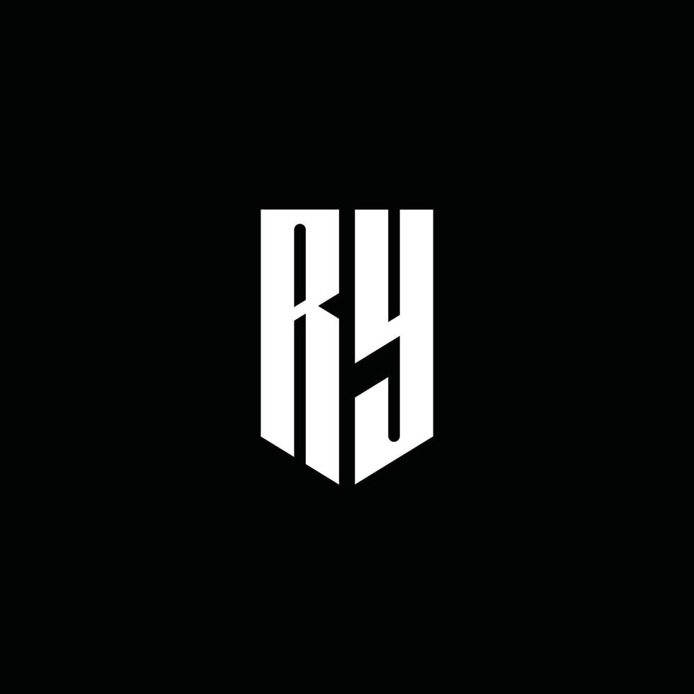 RY logo monogram with emblem style isolated on black background vector