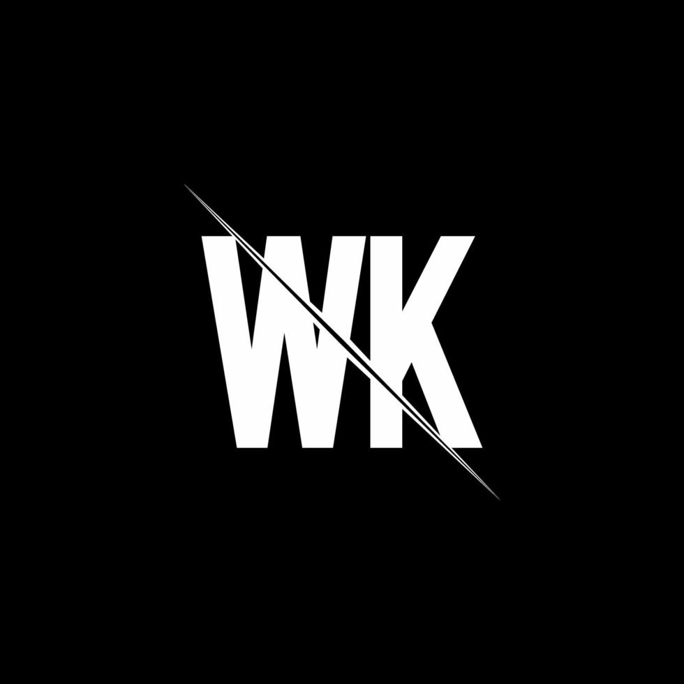 WK logo monogram with slash style design template vector