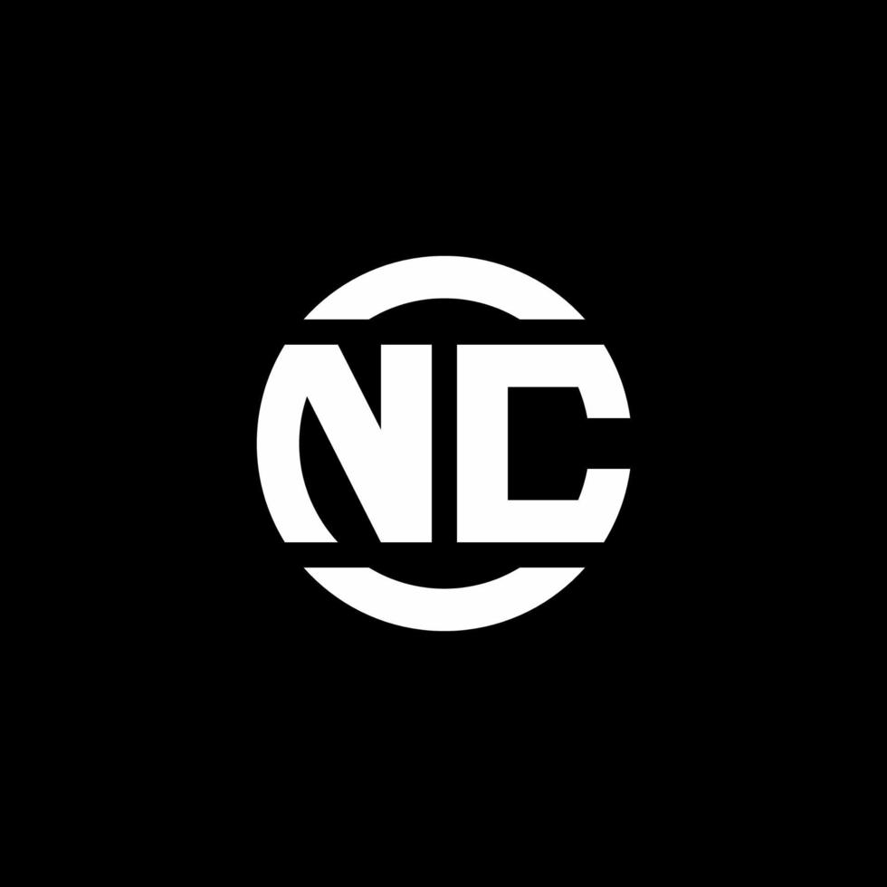 monograma del logotipo de nc aislado en la plantilla de diseño del elemento del círculo vector