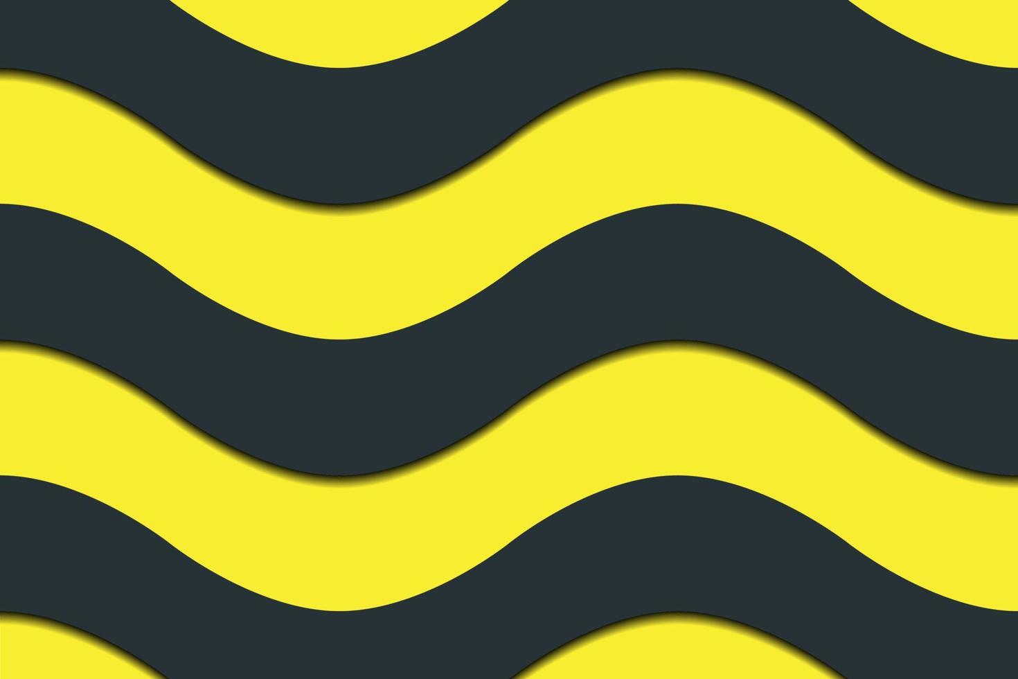 Abstract vector background with black and yellow waves with shades in material style