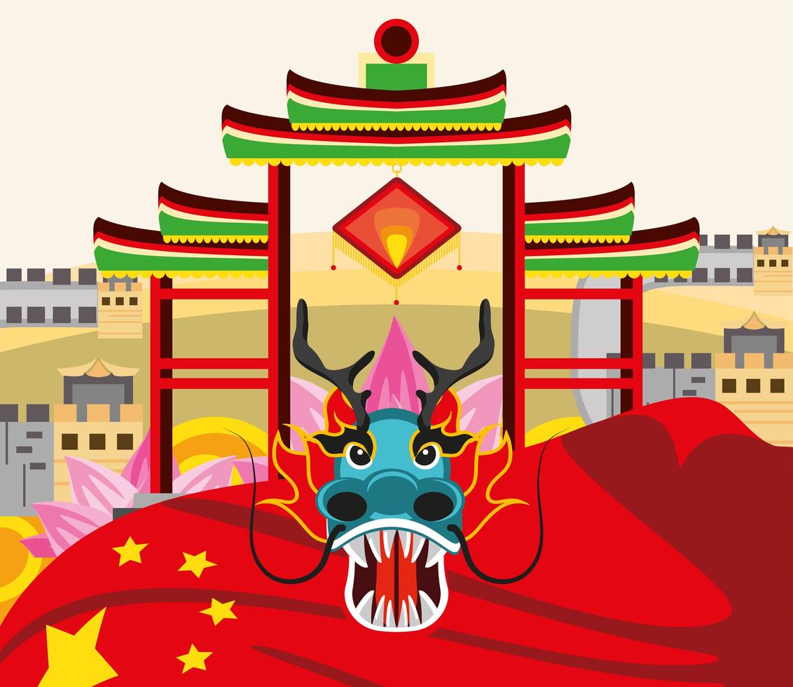 chinese dragon gate vector