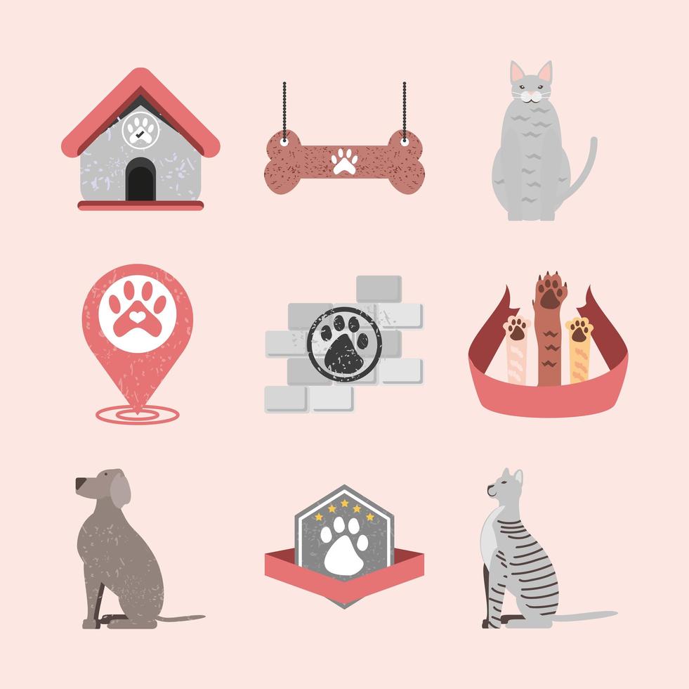 mascotas conjunto de animales vector