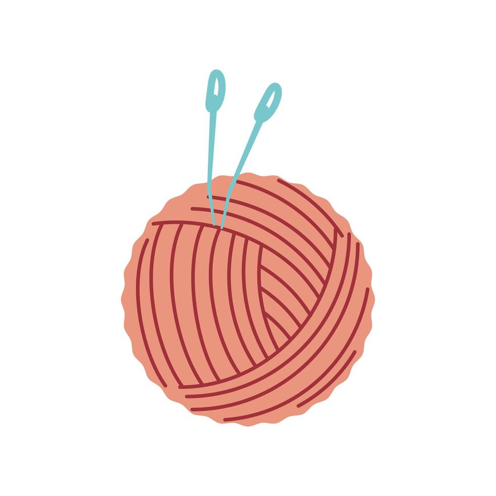 knitting wool yarn with needles vector