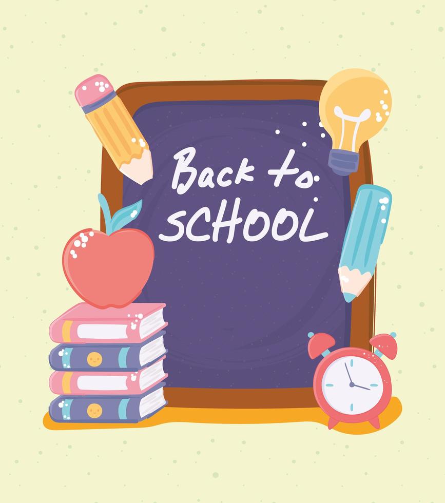 back to school blackboard clock vector