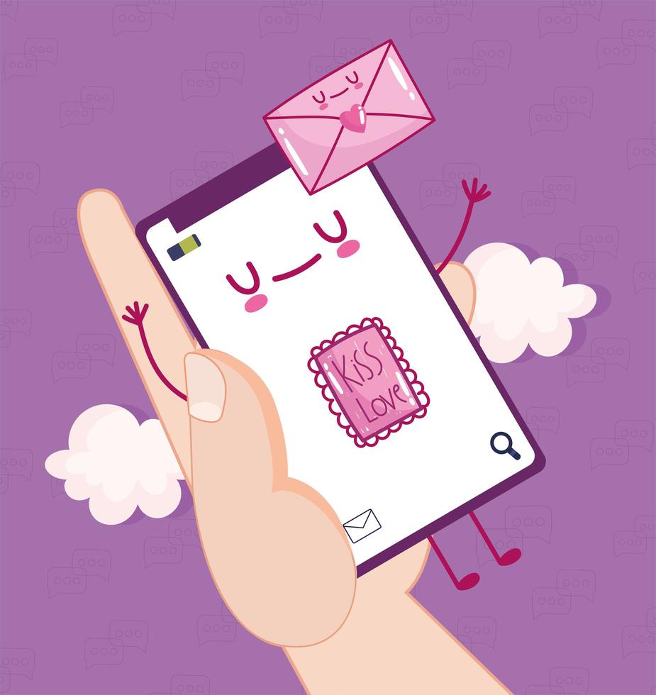 messaging love with mobile vector