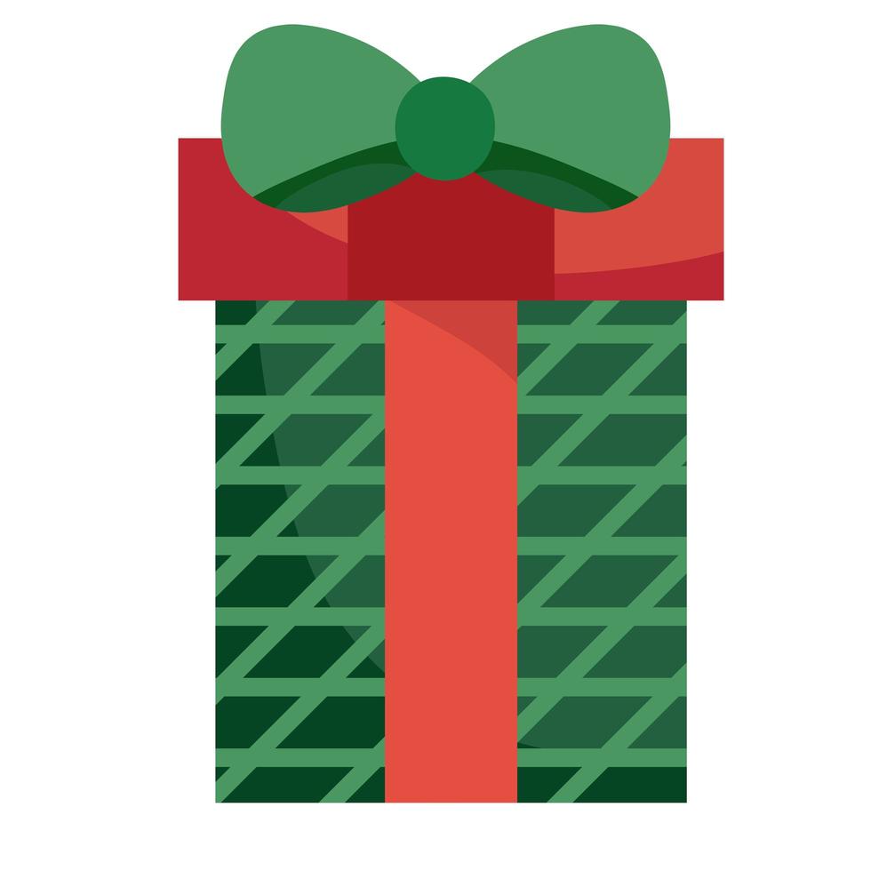 feliz navidad verde caja de regalo sorpresa decoración celebración icono diseño vector