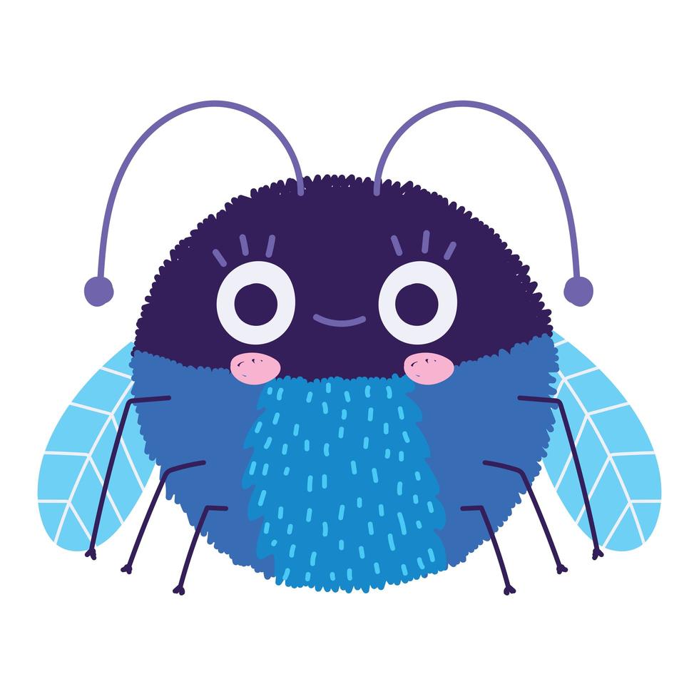 funny blue bug creature icon cartoon in isolated style vector