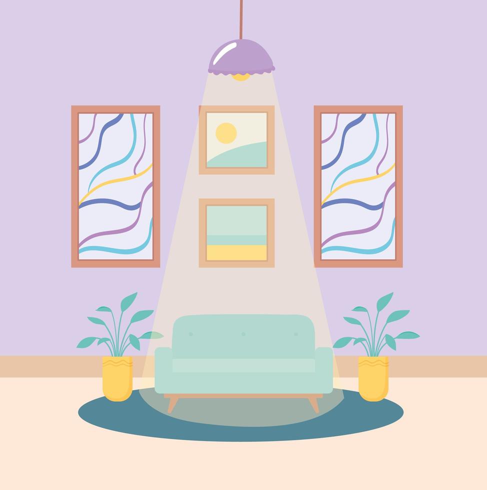 illuminated living room vector