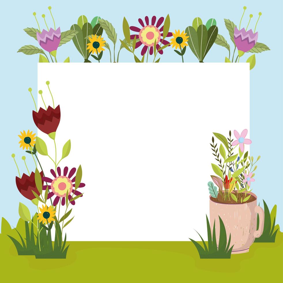 flowers cup and banner vector