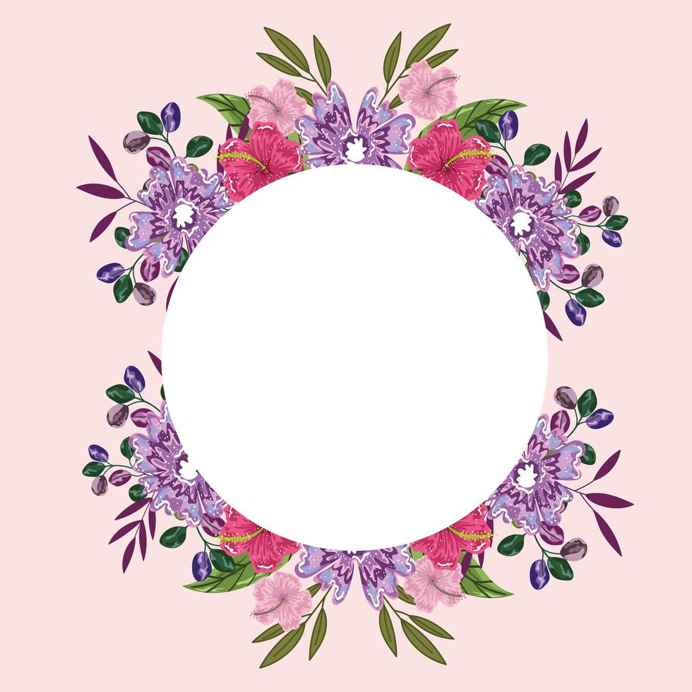 flowers floral bloom nature leaves decoration badge template painting design vector