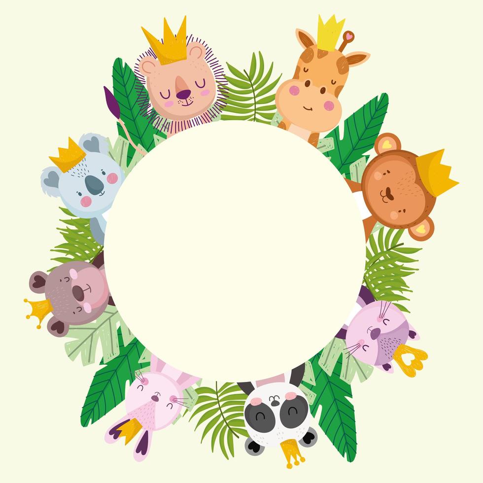 happy jungle animals vector