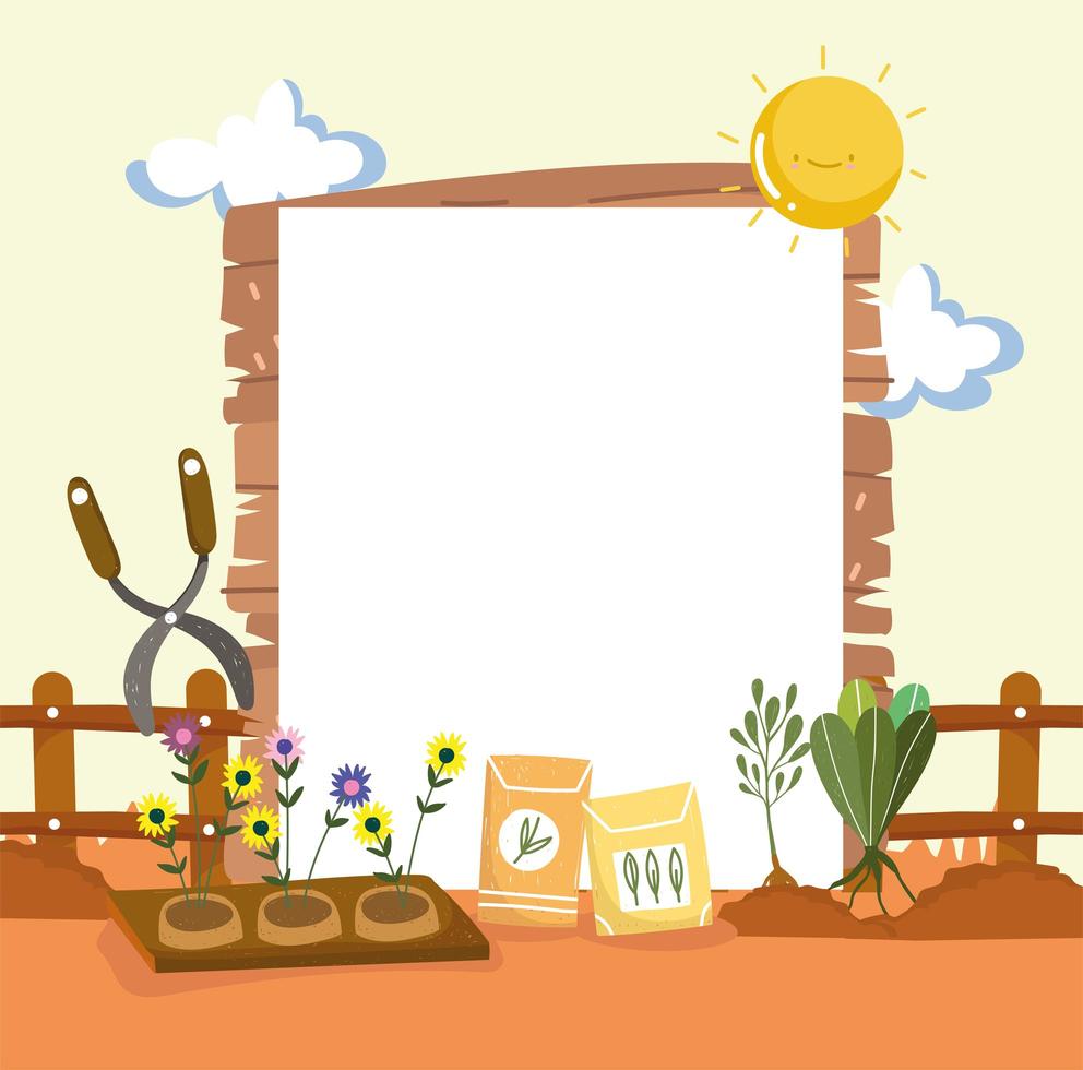 gardening tools and banner vector