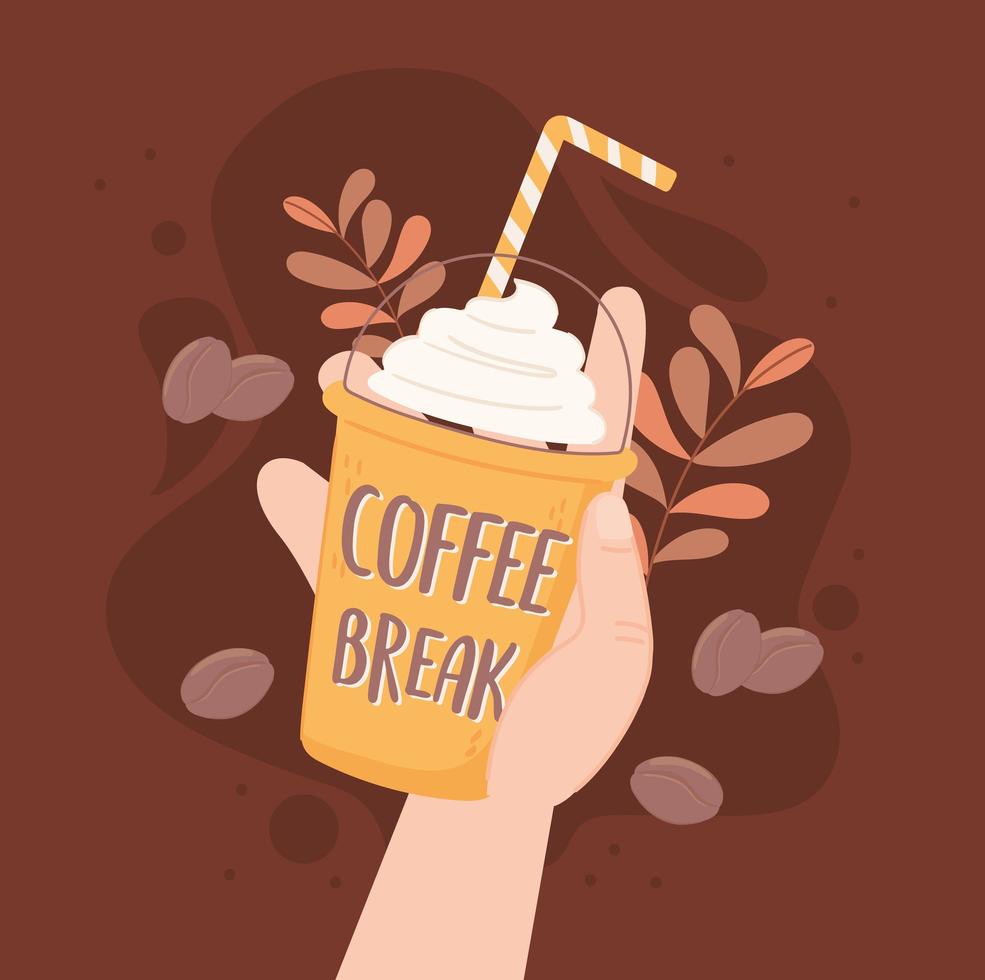 coffee break, hand with cup vector