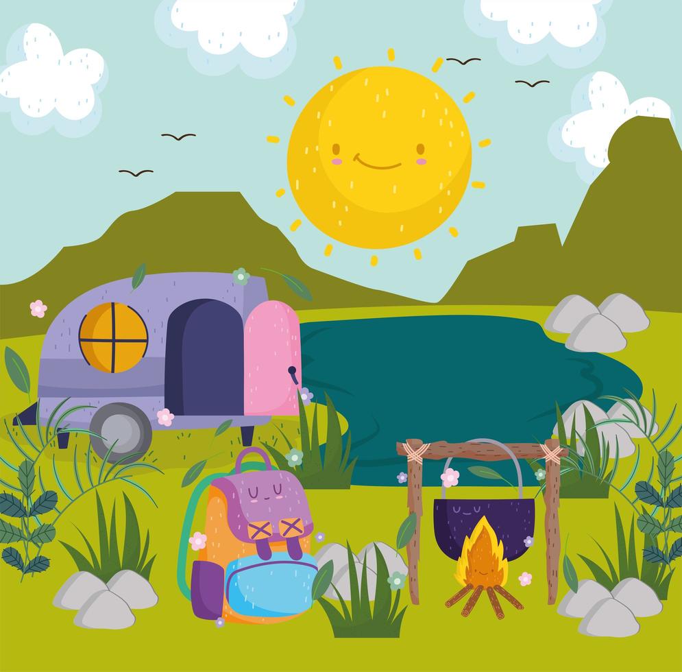 cute camping park vector
