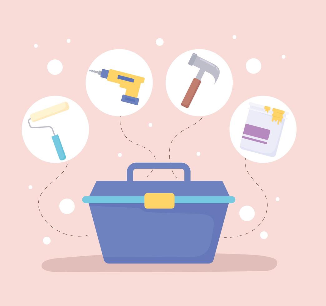 toolbox hammer and drill vector