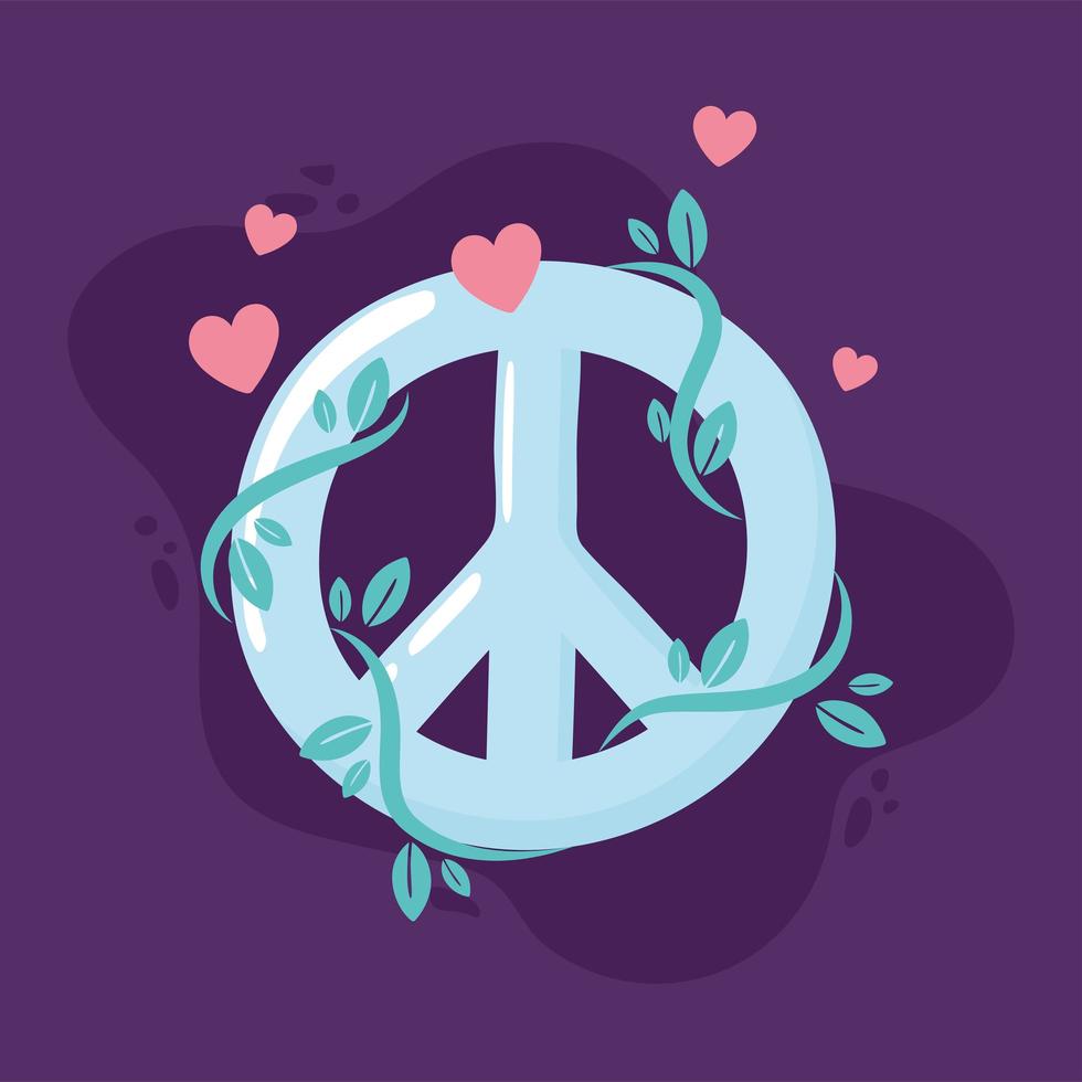 símbolo de paz con corazones vector
