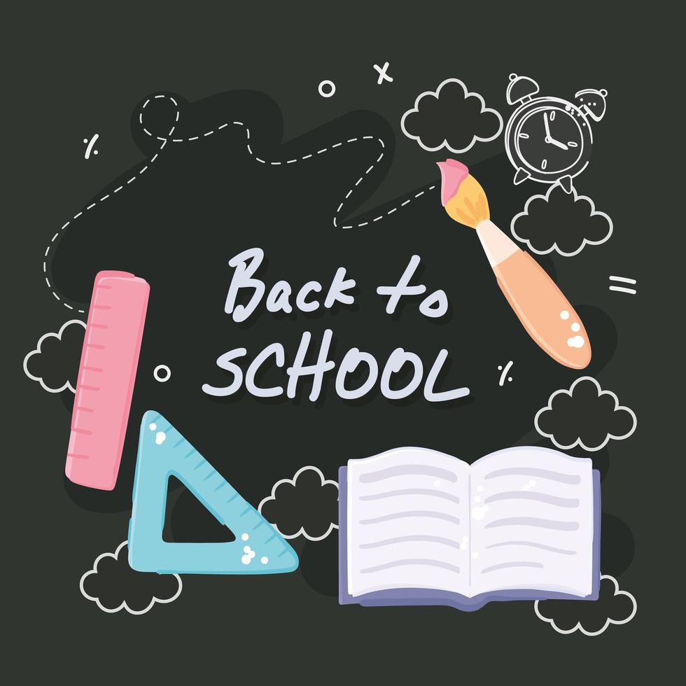 back to school drawing on chalkboard vector