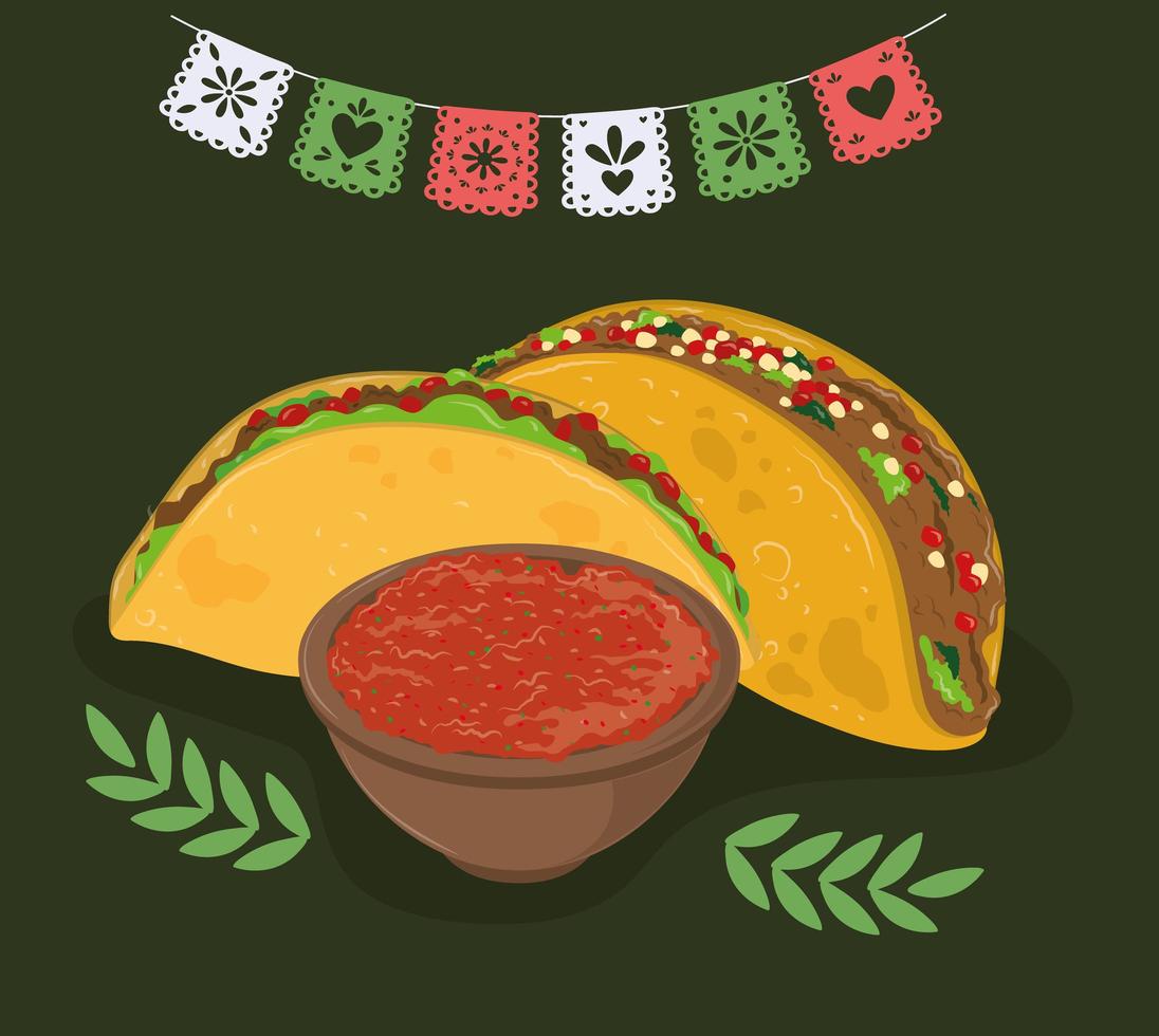 tacos y salsa vector