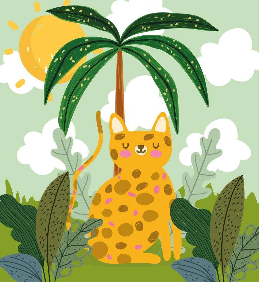 tiger in tropical jungle vector