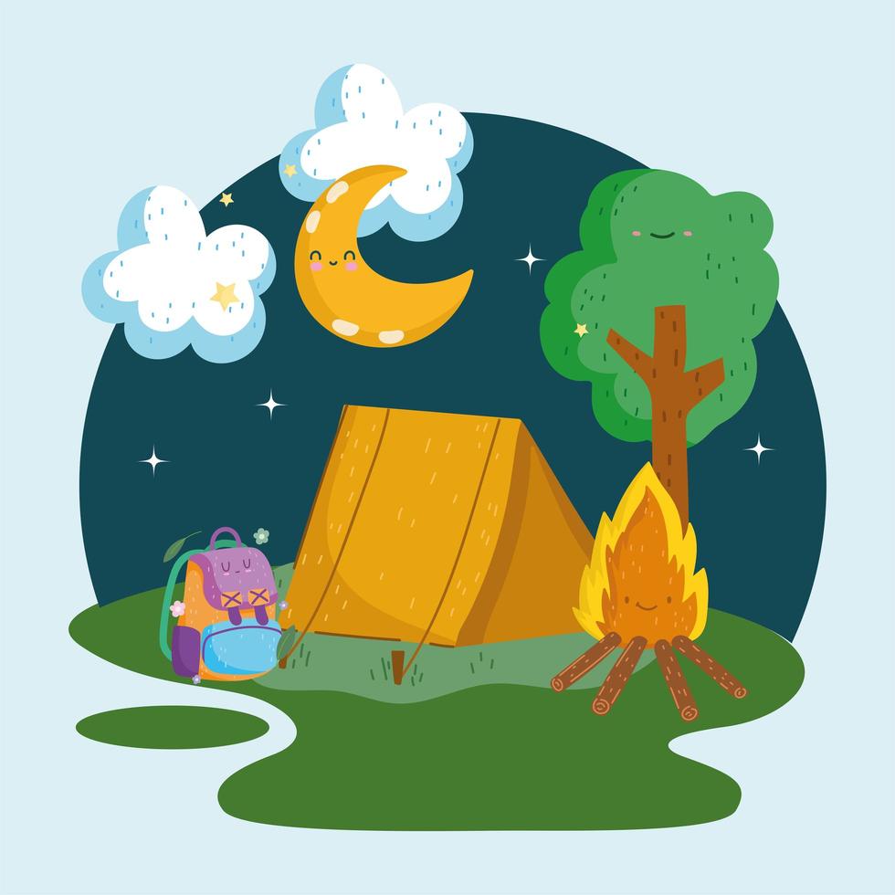 cute nature night camping vector