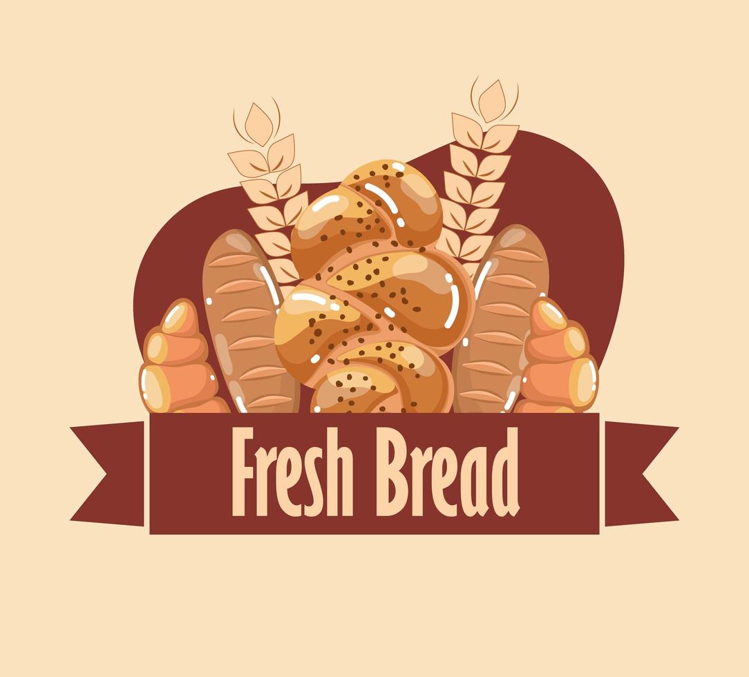 fresh bread food vector