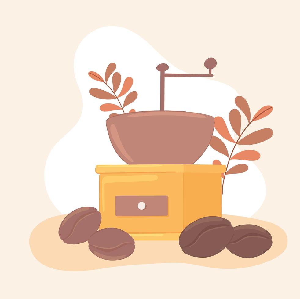 coffee grinder and grains vector