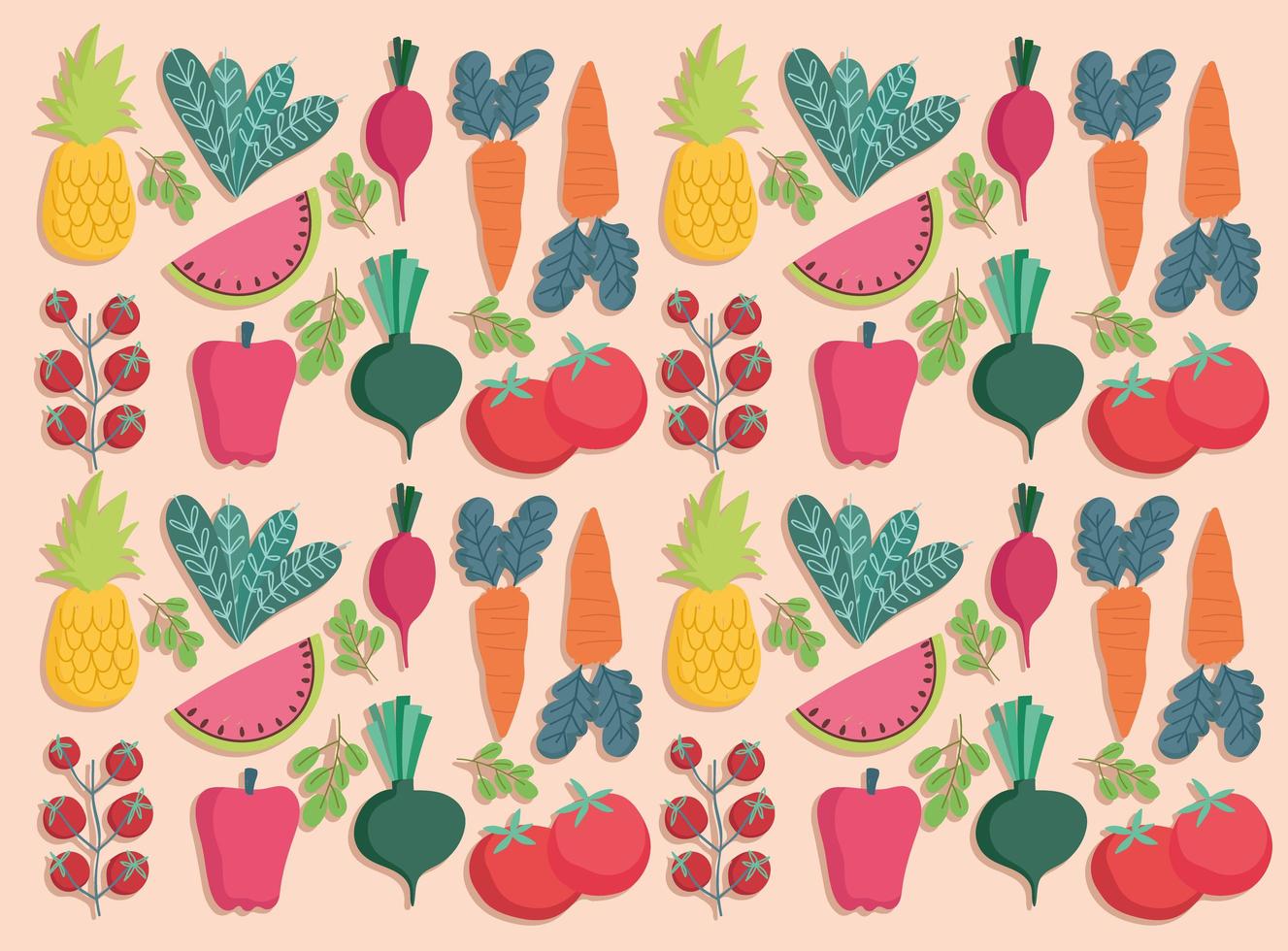 food seamless pattern fresh vegetables and fruits nutrition vector
