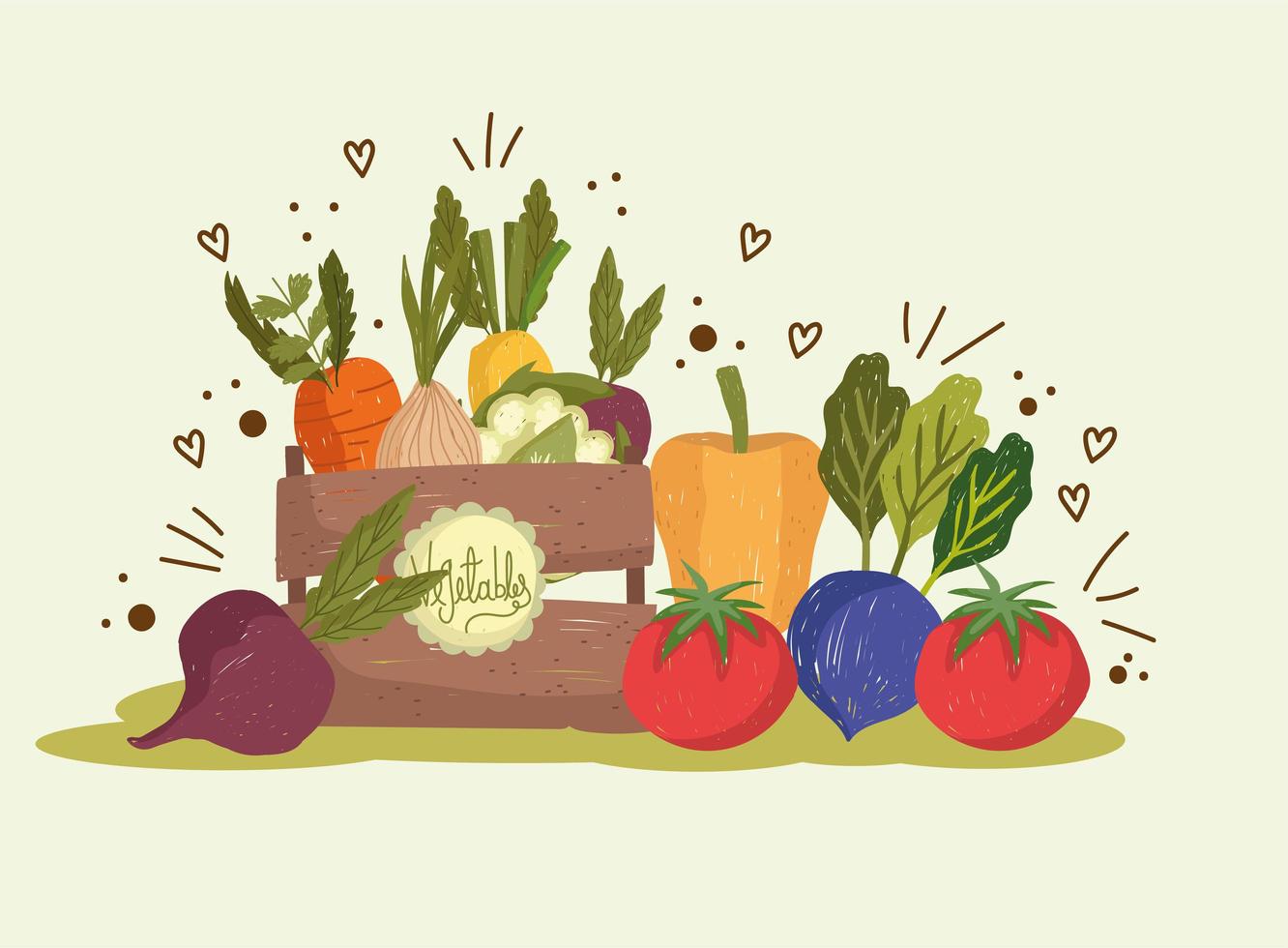 fresh vegetables in basket vector
