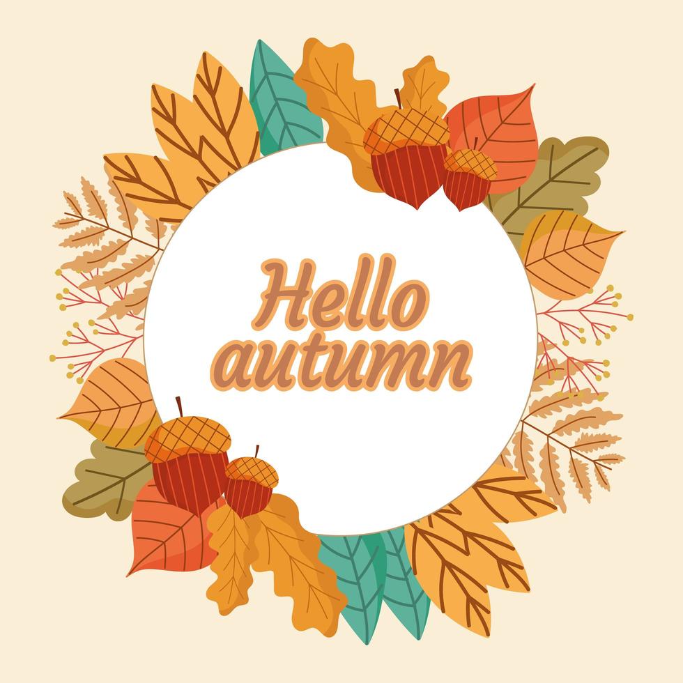 hello autumn label vector