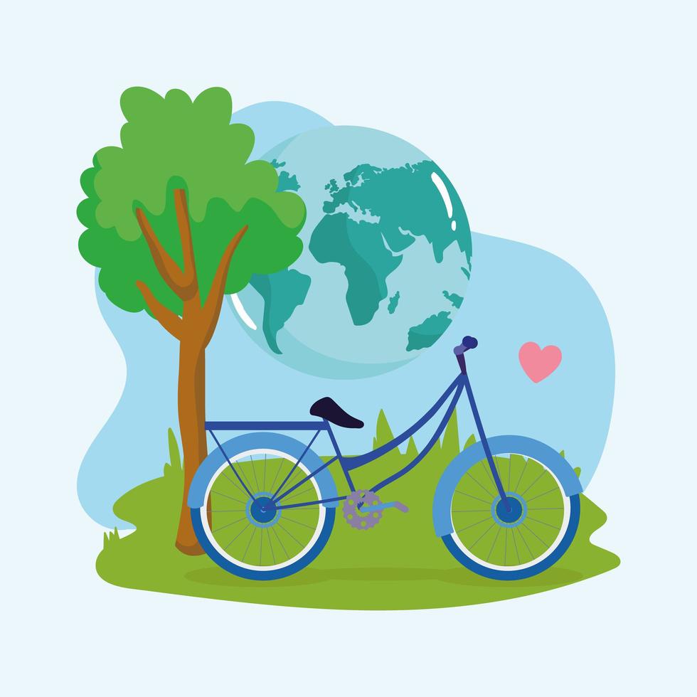 world and bike vector