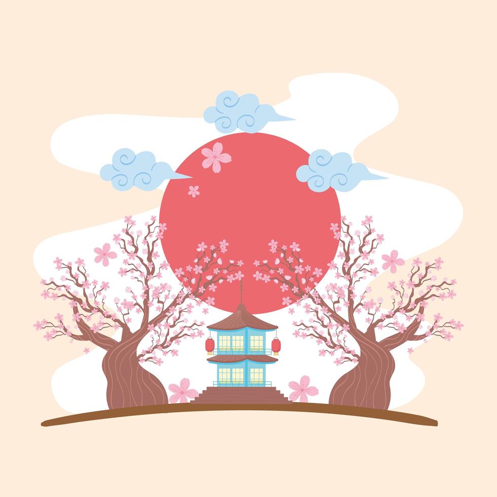 traditional japan panorama vector