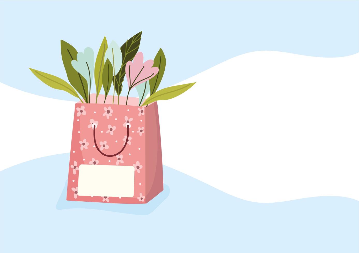 shopping bag with flowers vector