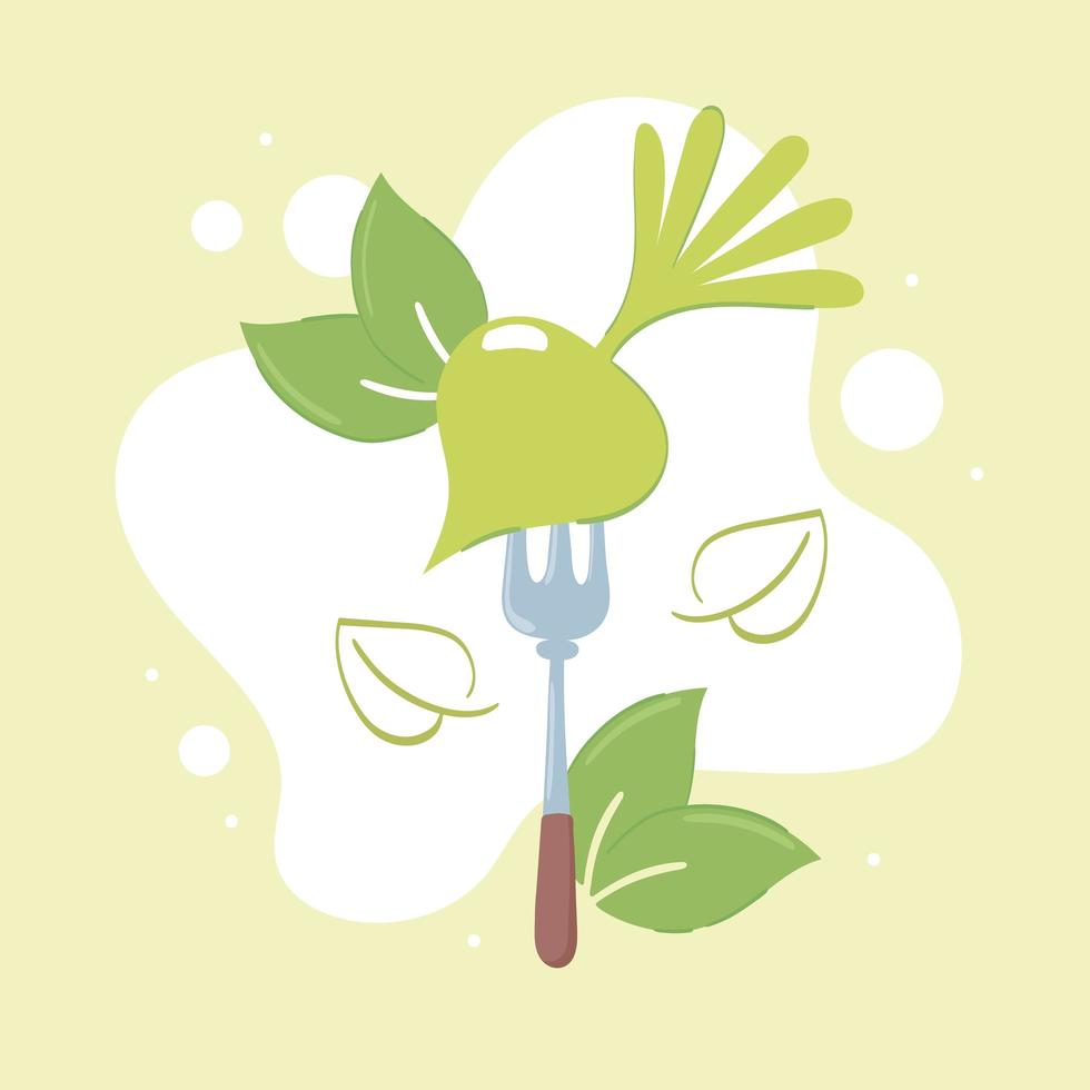 radish fresh in fork vector