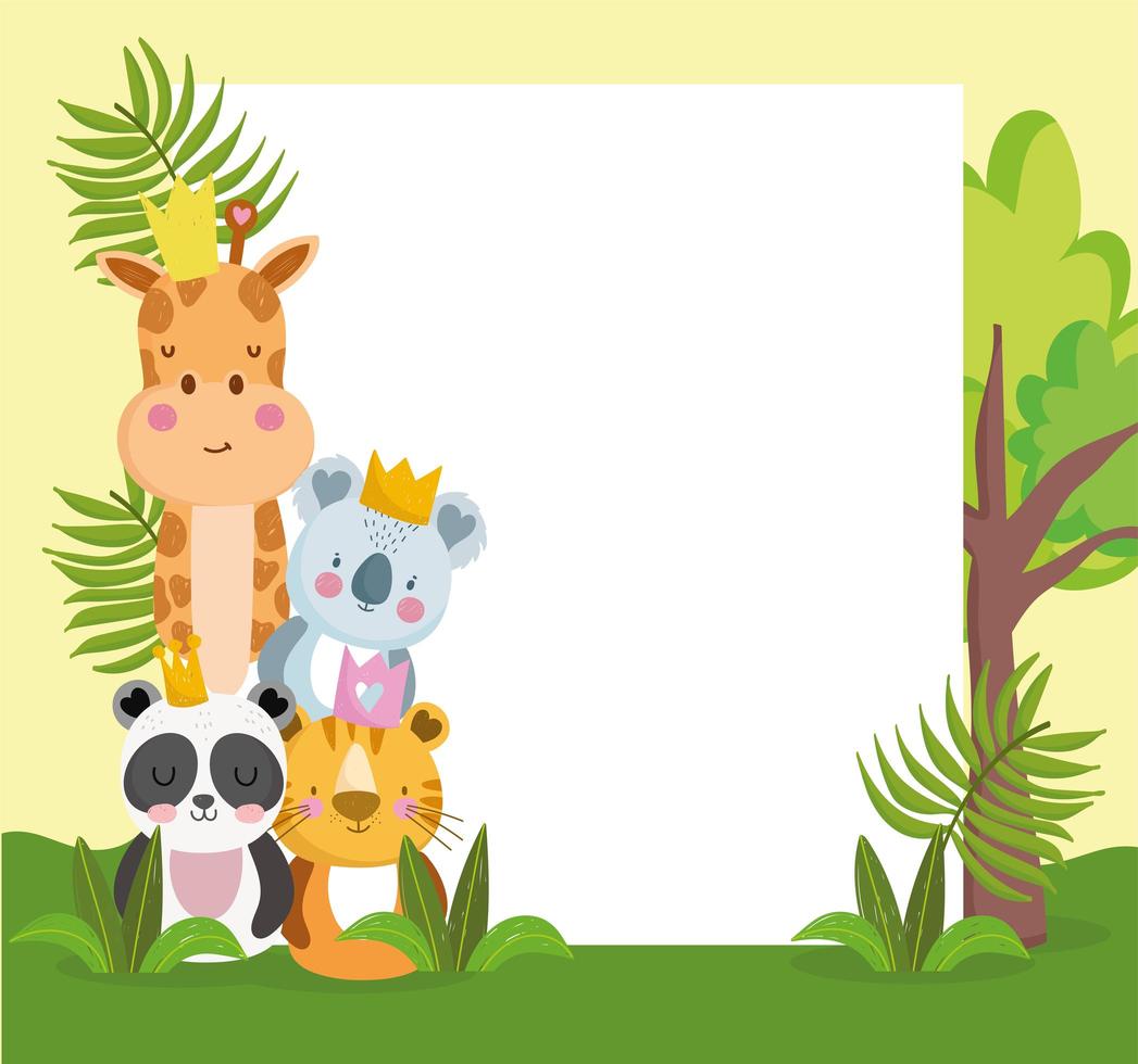 jungle animals cute vector